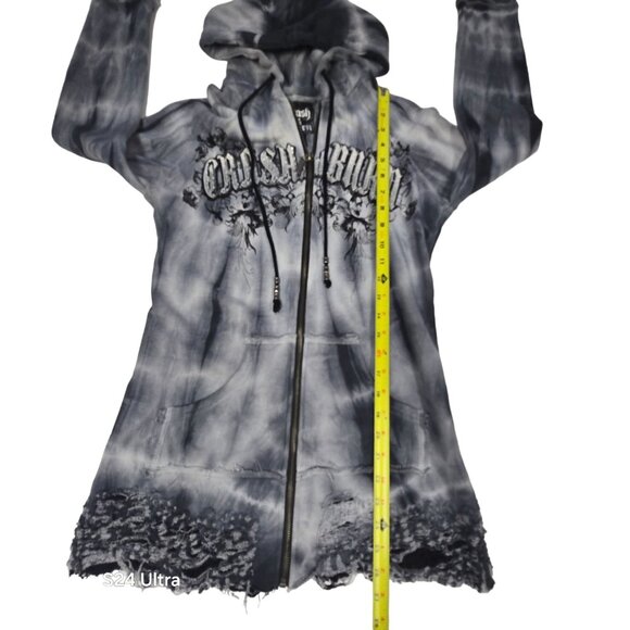 Crash & Burn Affliction Gothic Hooded Jacket Tie-Dye Full Zip Streetwear Med - Picture 6 of 13